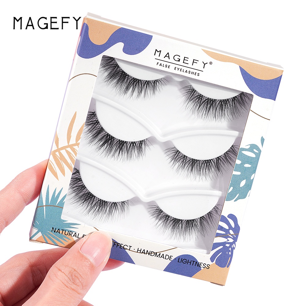 Set 3 Cặp Lông Mi Giả 3D Tự Nhiên Chống Nước Tái Sử Dụng Linh Hoạt