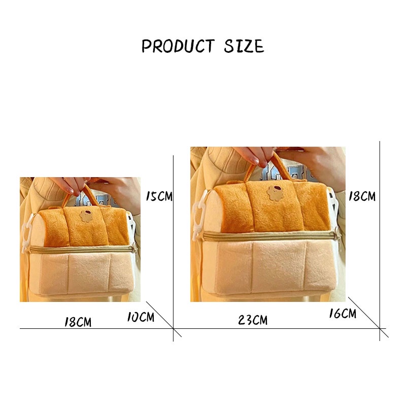 Túi YAZHOULONG hình bánh mì dễ thương sức chứa lớn để đựng mỹ phẩm xách tay tiện lợi