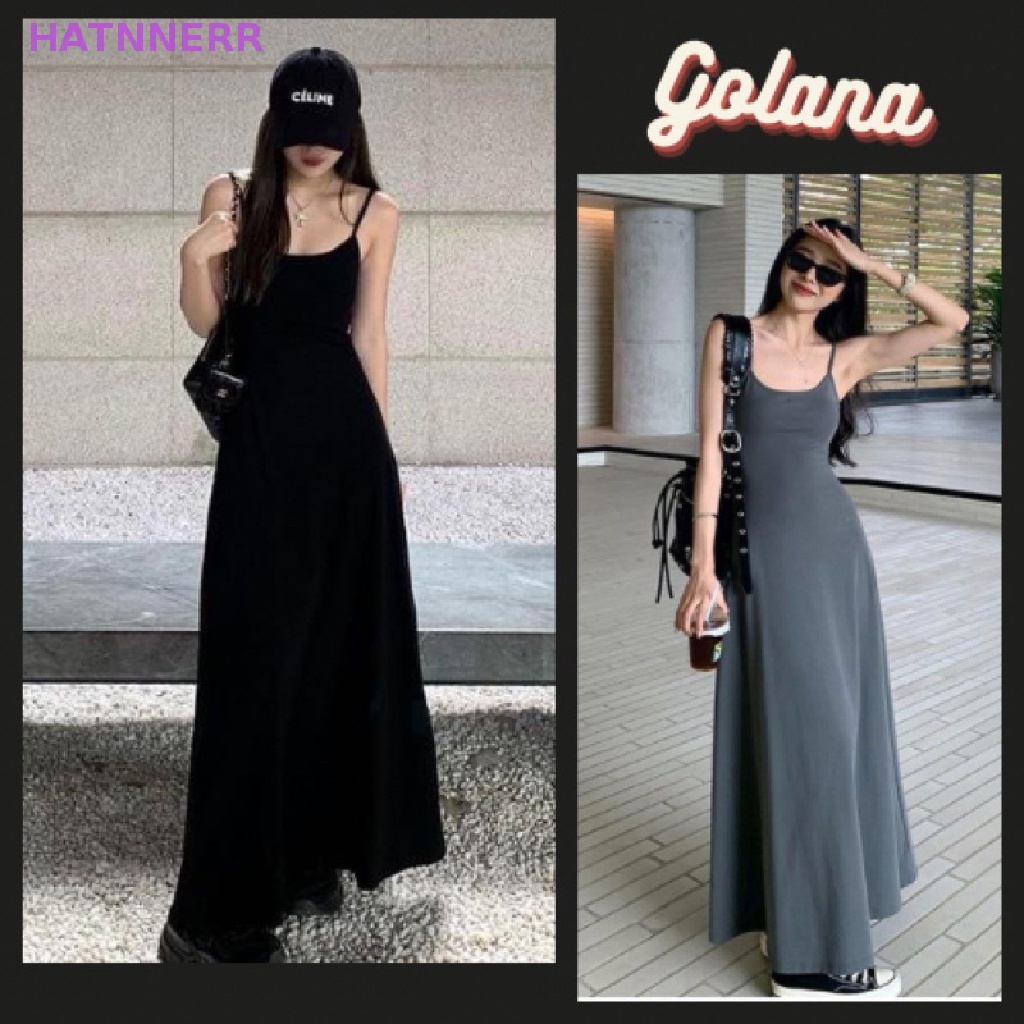 Đầm Hai Dây Midi Ôm Dáng Phong Cách Retro Đường Phố Đơn Giản Hợp Thời Trang Mùa Hè Cho Nữ FHS