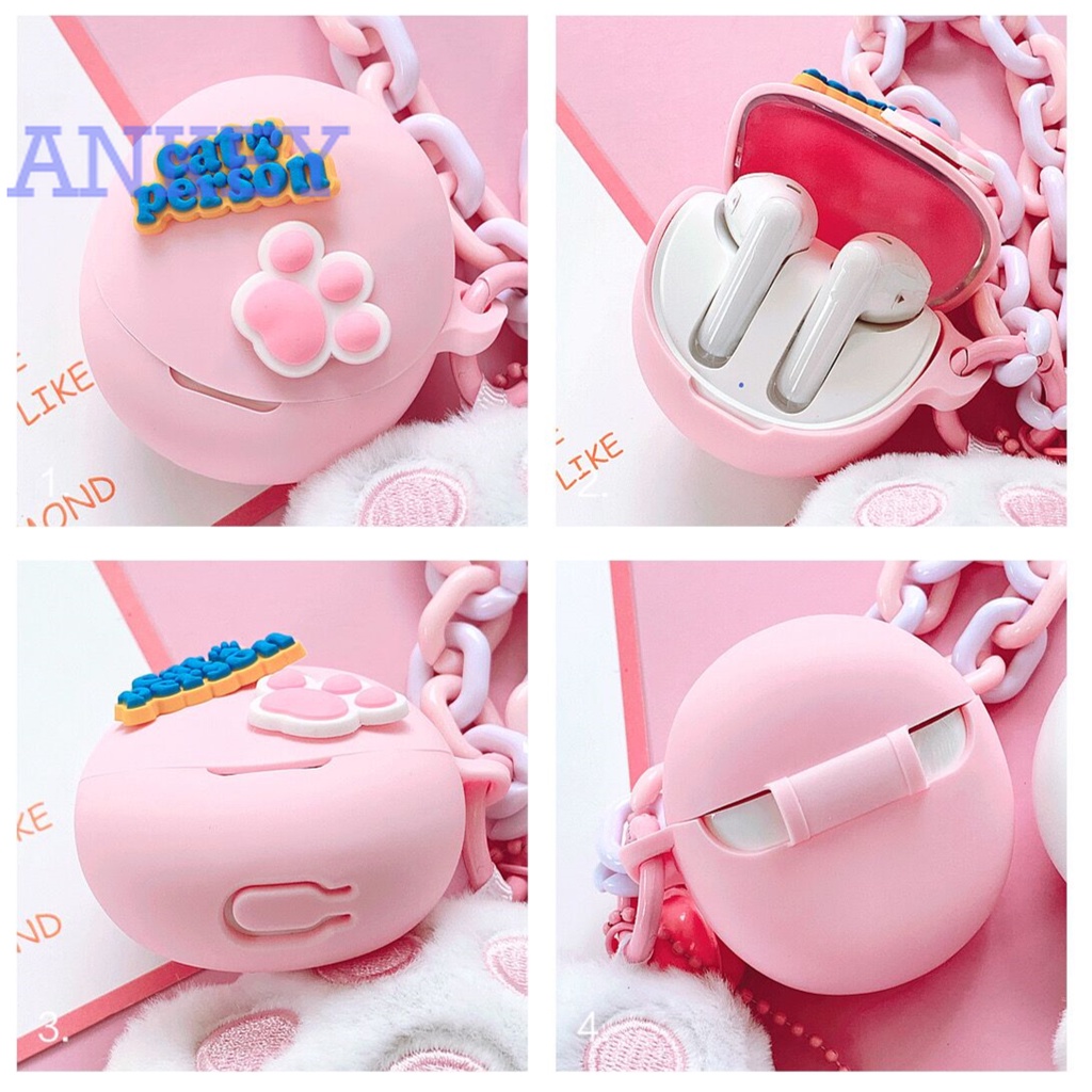 OPPO Enco Air 3 Case Bluetooth Headset Air3 Encoair3 Silicone Protective Cute Cartoon Plush Cat Claw Anti Drop Soft