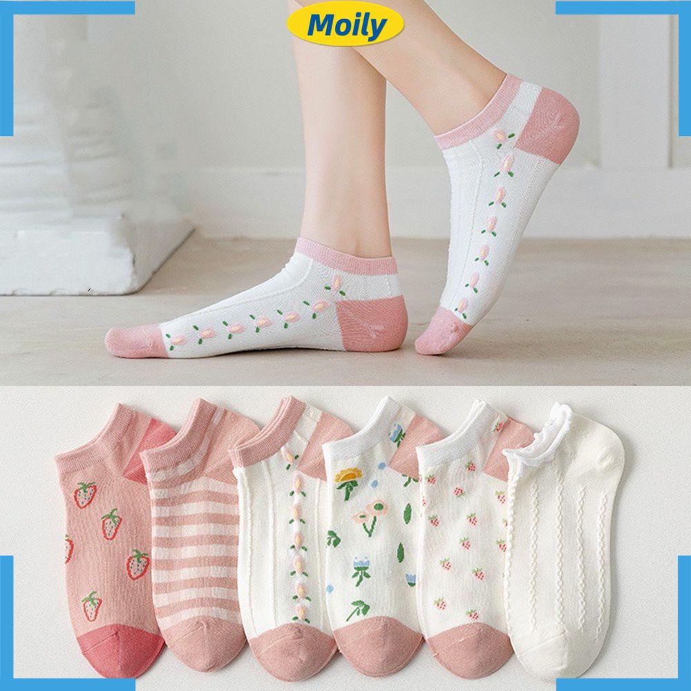Vớ cổ thấp in hình dâu tây dễ thương thời trang cho nữ