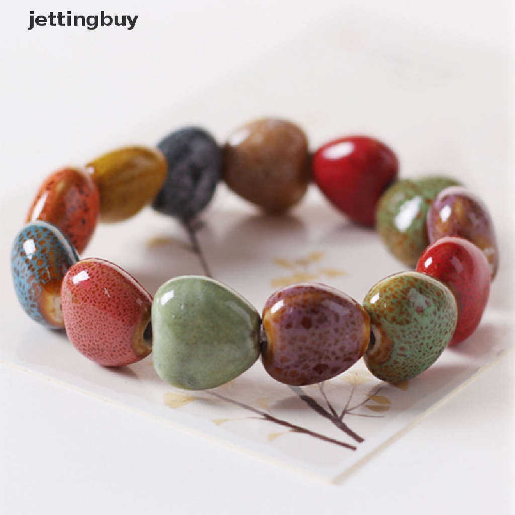 1 Vòng Đeo Tay Chuỗi Hạt Gốm Sứ Tráng Men Nhiều Màu Thời Trang QDD