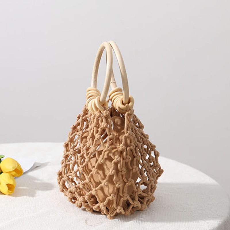 Ielgy Túi Xách bucket Dệt Rỗng Đơn Giản Cho Nữ