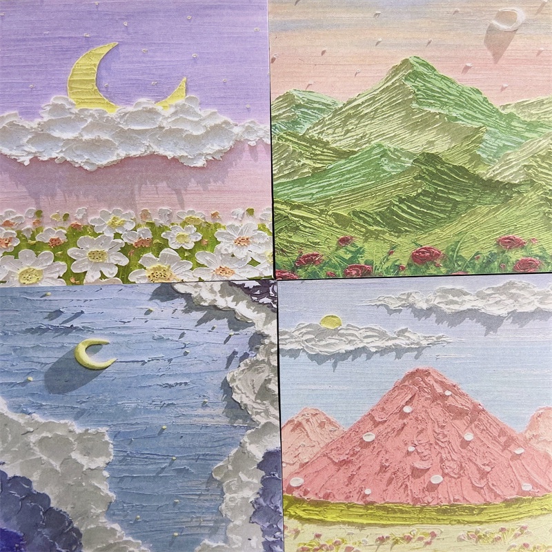 Miếng Dán Tường Hình Tranh Sơn Dầu Phong Cảnh 3D Dành Cho Học Sinh