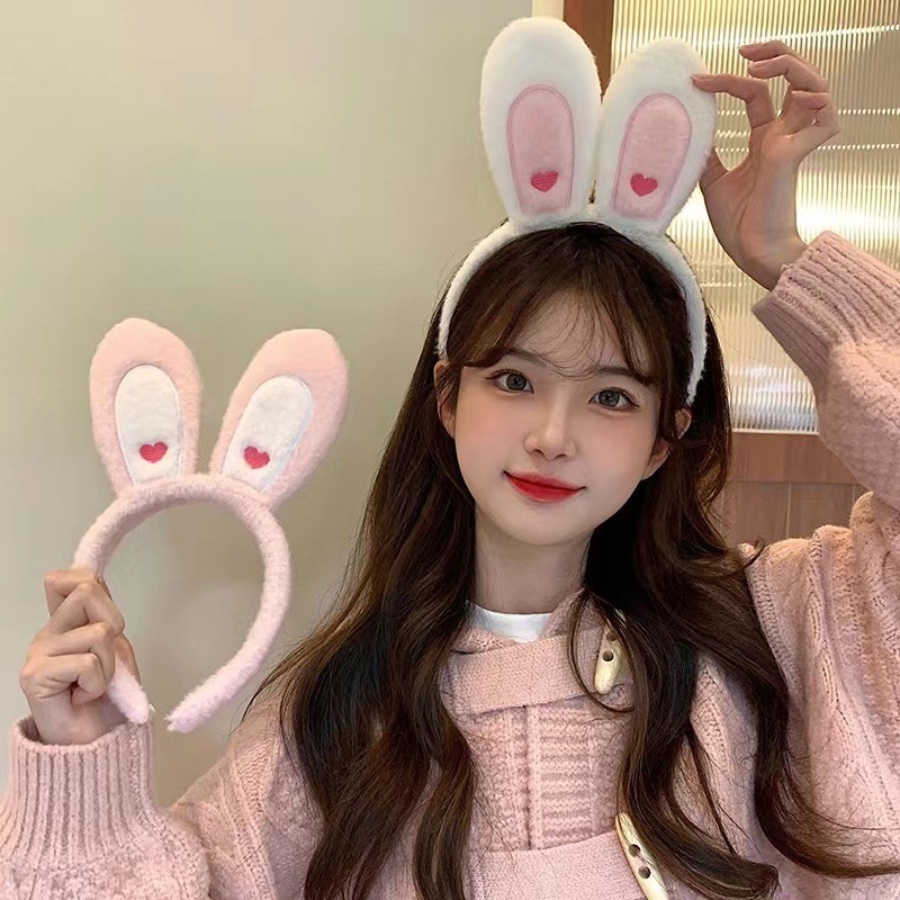 Băng Đô Cài Tóc Hình Thỏ Hoạt Hình Bằng Lông Nhung Phong Cách Hàn Quốc Xinh Xắn