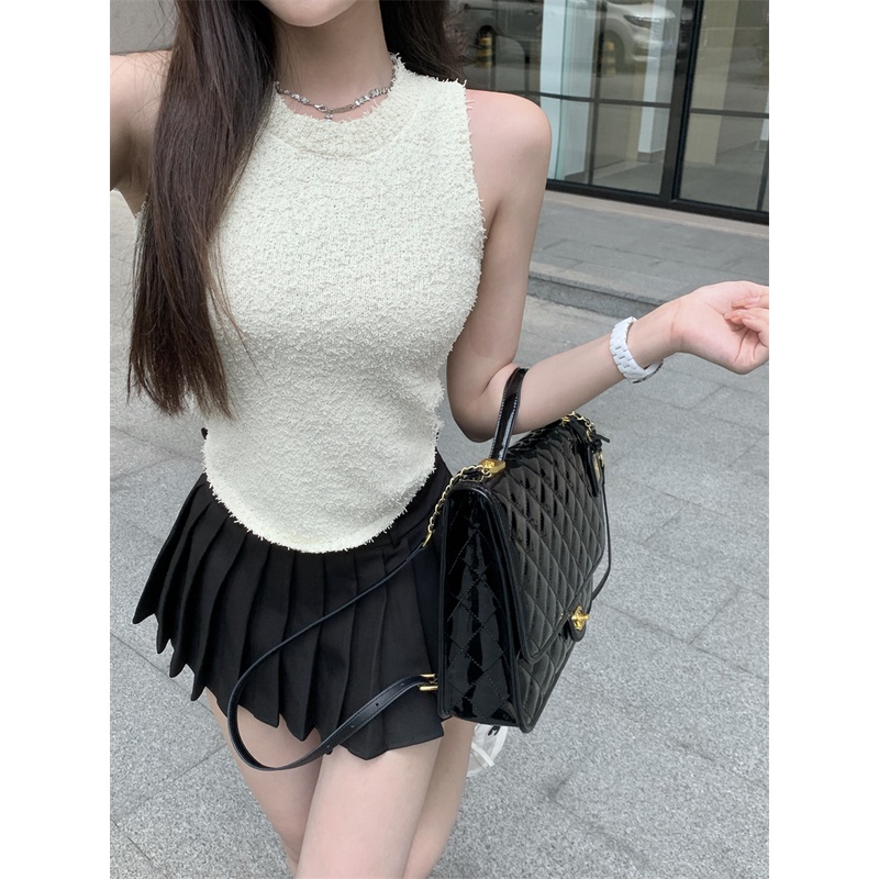 SUXI Áo Sát Nách Cổ Tròn Dáng Ôm Phong Cách Vintage Thời Trang Mùa Hè Cho Nữ