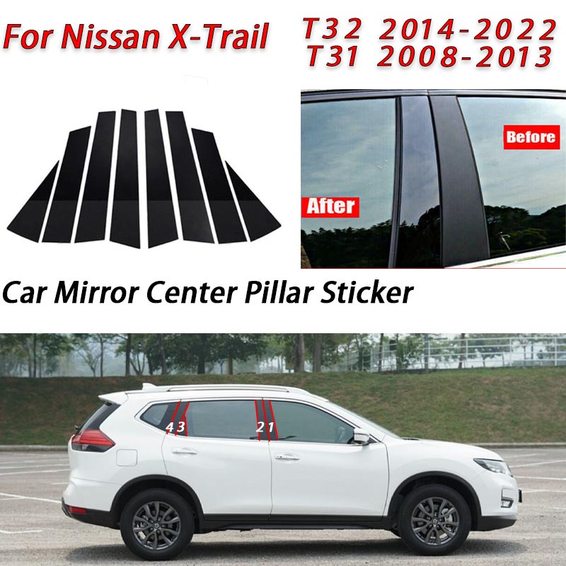 Phim Dán Trang Trí Cửa Sổ Xe Hơi Màu Đen Bóng Cho Xtrail T31 T32 2008-2013 2014-2022 Nissan X-Trail