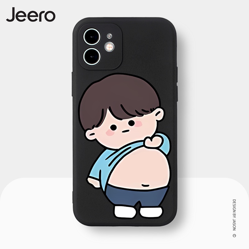 Ốp điện thoại JEERO đen ngộ nghĩnh hoạt hình cặp đôi dễ thương đẹp mềm Cho iPhone 15 14 13 12 11 Pro Max SE 2020 X XR XS 8 7 ip 6S 6 Plus kute HFE2060