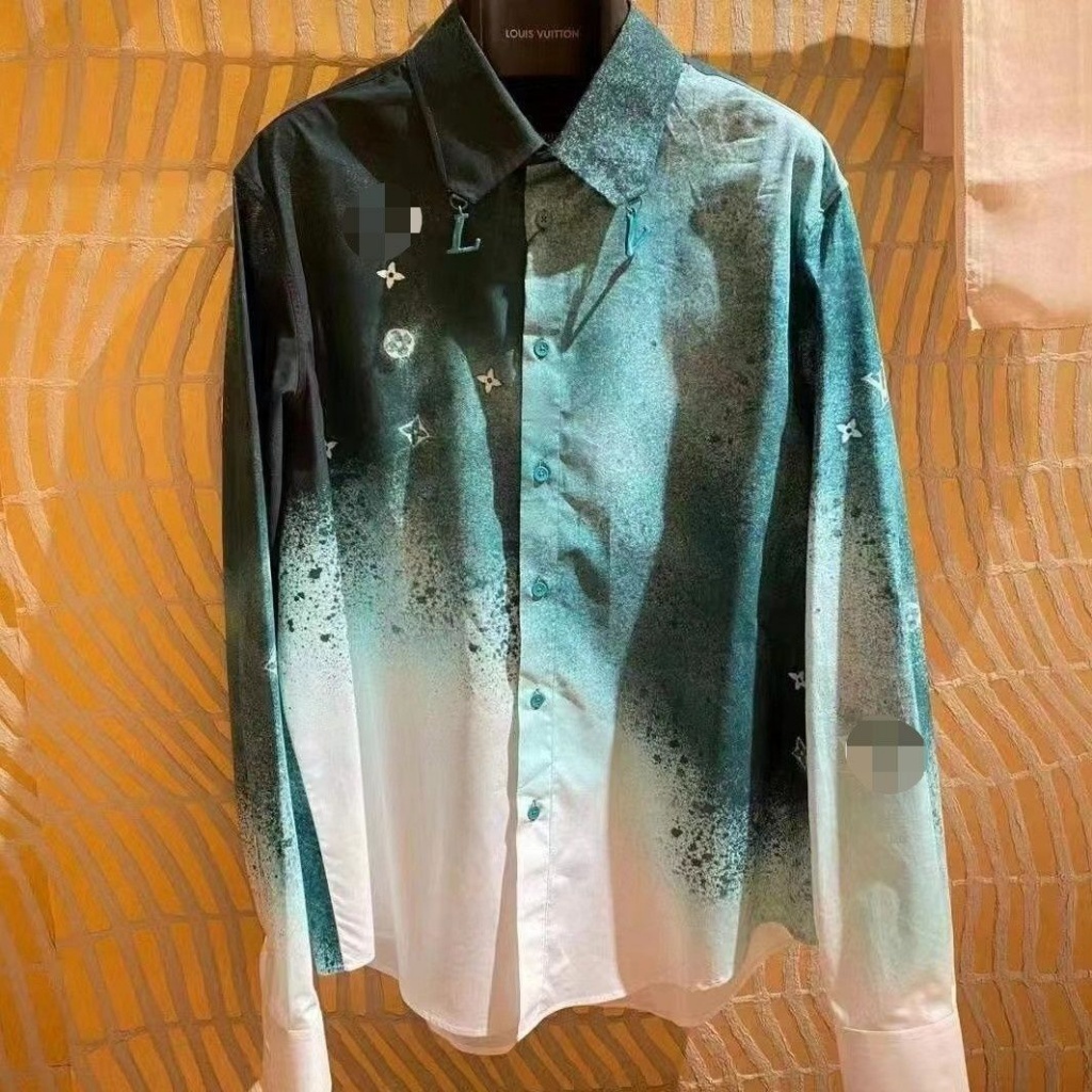 NFIB LV Louis Vuitton light luxury high-grade sense splash ink High Street shirt