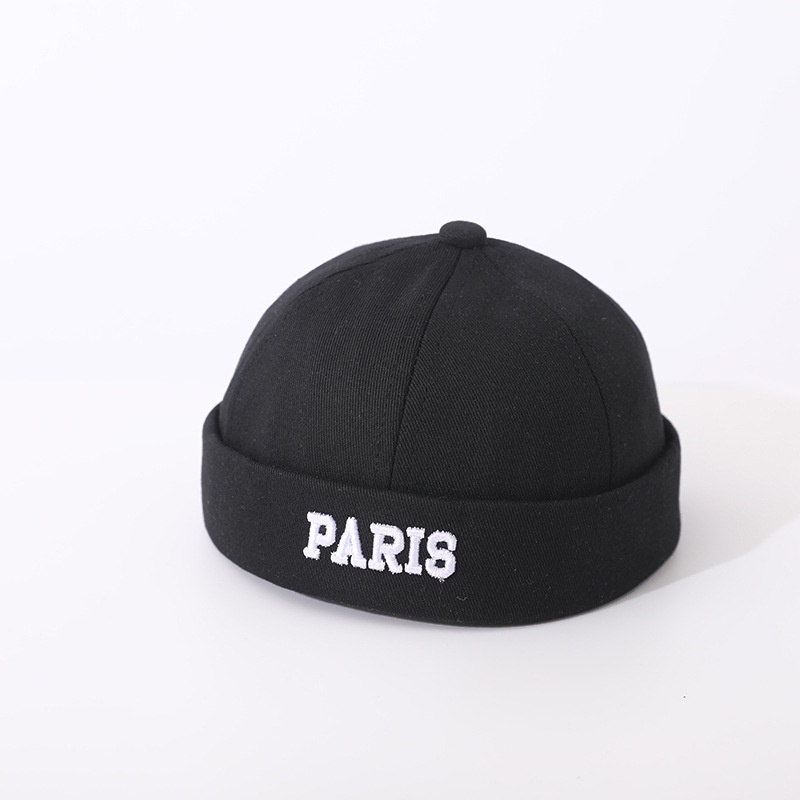Mũ Beanie Hip Hop Trơn Màu Thêu Chữ PARIS Có Thể Điều Chỉnh Đa Năng Dành Cho Trẻ Em