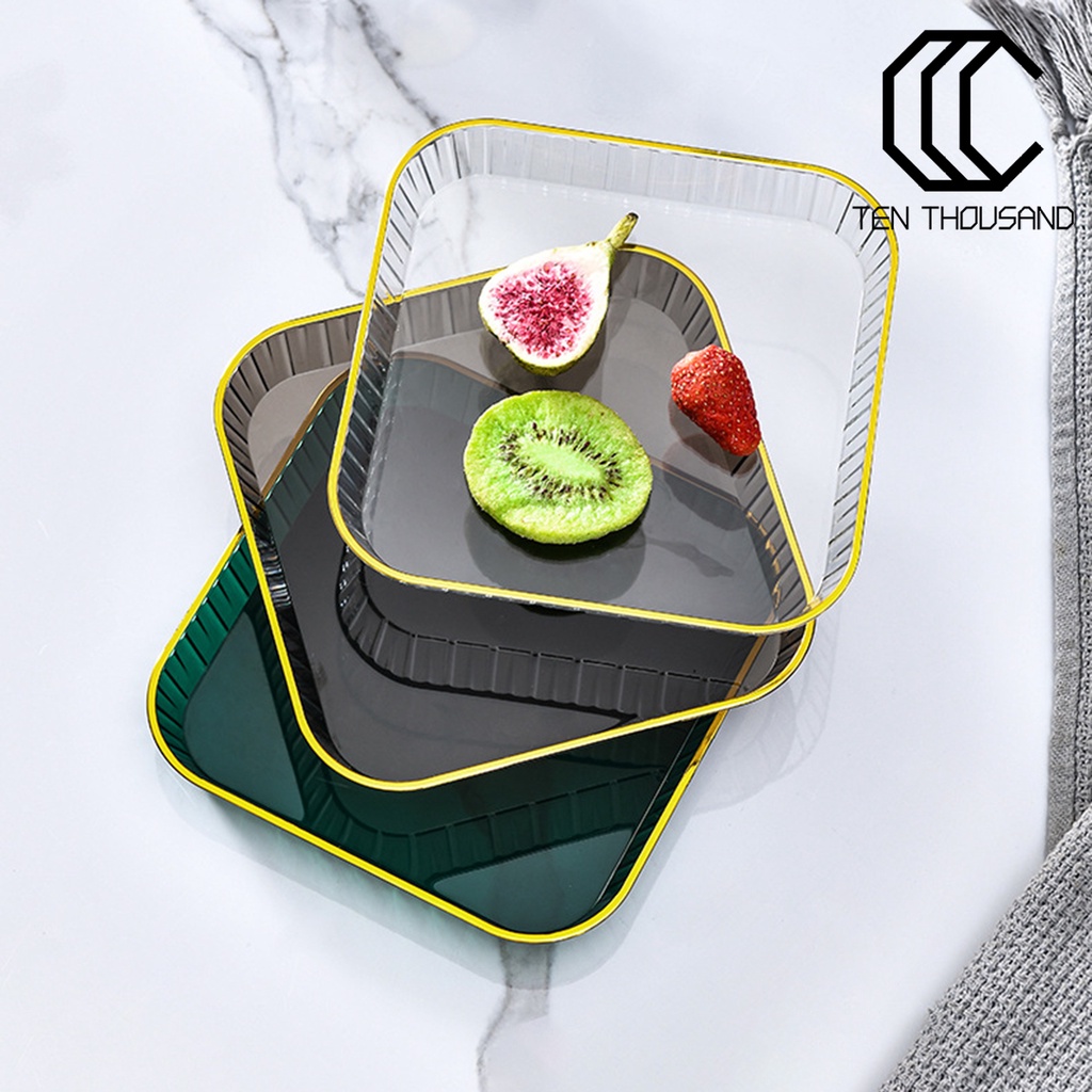 ☼Nordic Style Fruit Trays Non-Slip Clear Elegant Coffee Tea Food Tray Kitchen Supplies
