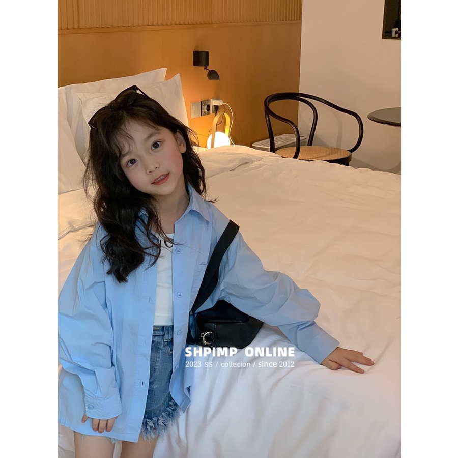 Áo Sơ Mi Tay Dài Chống Nắng Phong Cách Hàn Quốc Thời Trang Cho Bé Gái