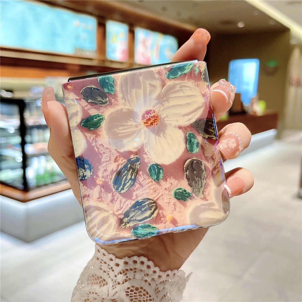 Ốp Điện Thoại Chống Sốc Hình Hoa Hướng Dương Sơn Dầu Sang Trọng Cho Samsung Galaxy Z Flip 3 5G Z Flip3 Zflip3 Flip4