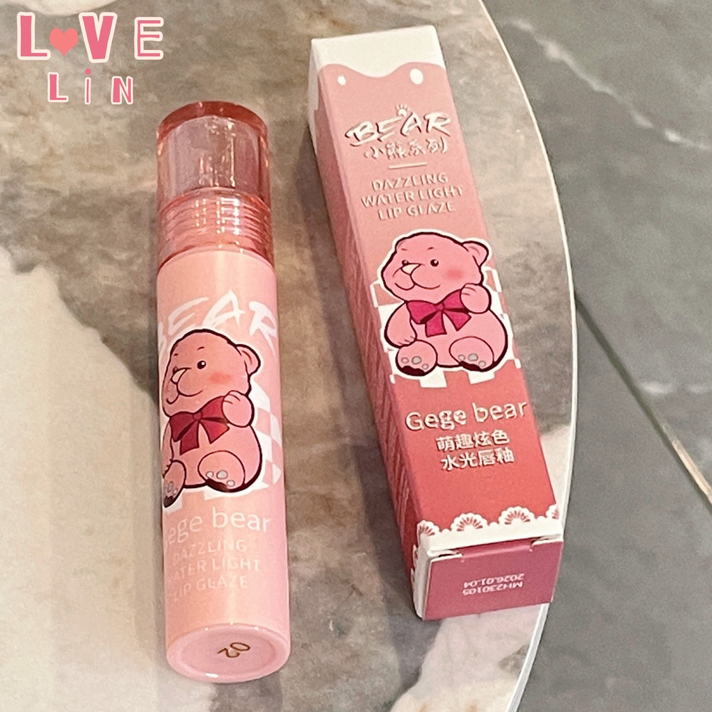 [lovelin] Son Môi Gege bear Màu Bóng Nhẹ Nước Mát Mẻ Tráng Gương Sáng Bóng Vui Nhộn Dành Cho Học Sinh Tiệc Tùng Đầu micro tipsy pout