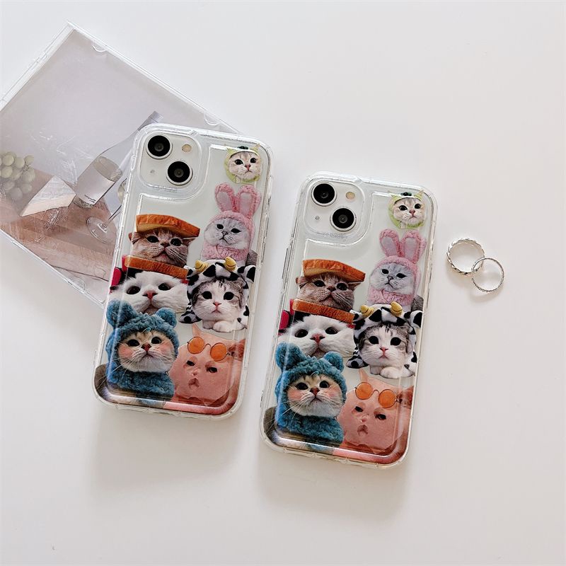 Ốp Điện Thoại Silicon TPU Mềm Trong Suốt Chống Sốc In Hình Mèo Cho IPhone 14 13 11 12 Pro XS Max X XR 7 + 8 Plus