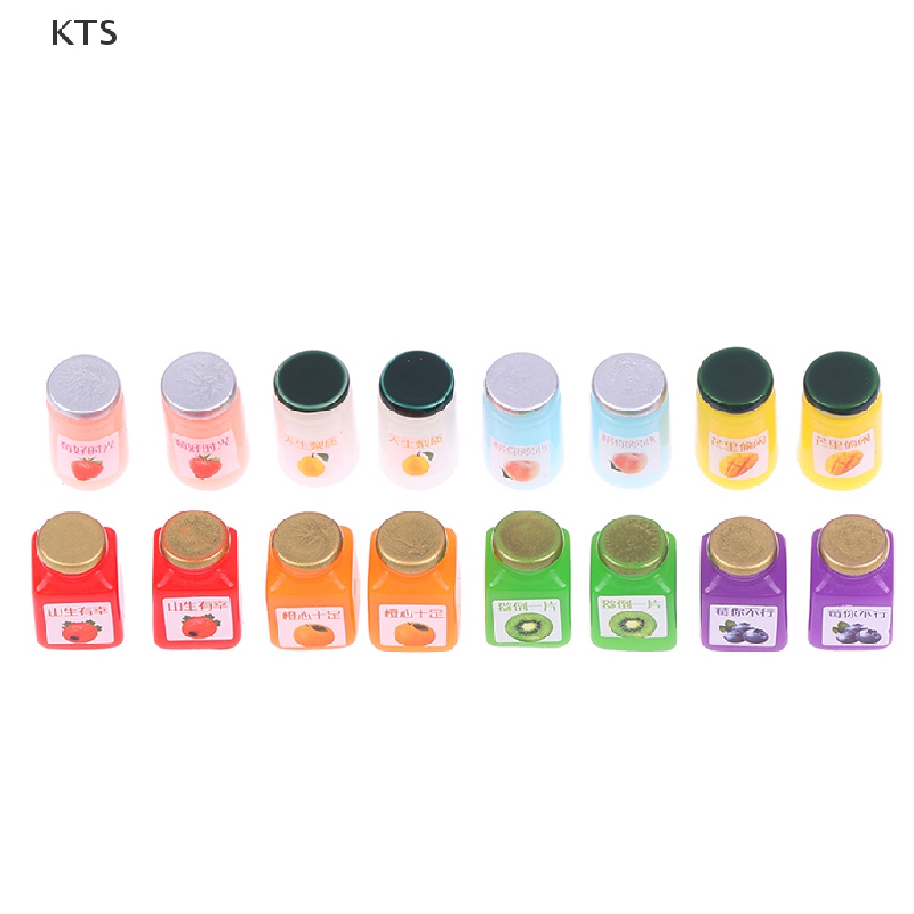 KTS 8pcs 1:12 Miniatures Dollhouse Jams Furniture Miniature Kitchen Doll House KT