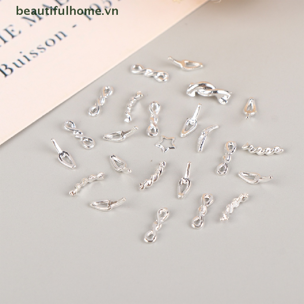 Set 10 / 20 Dây Xích Kim Loại Màu Vàng / Bạc Trang Trí Móng Tay Nghệ Thuật DIY