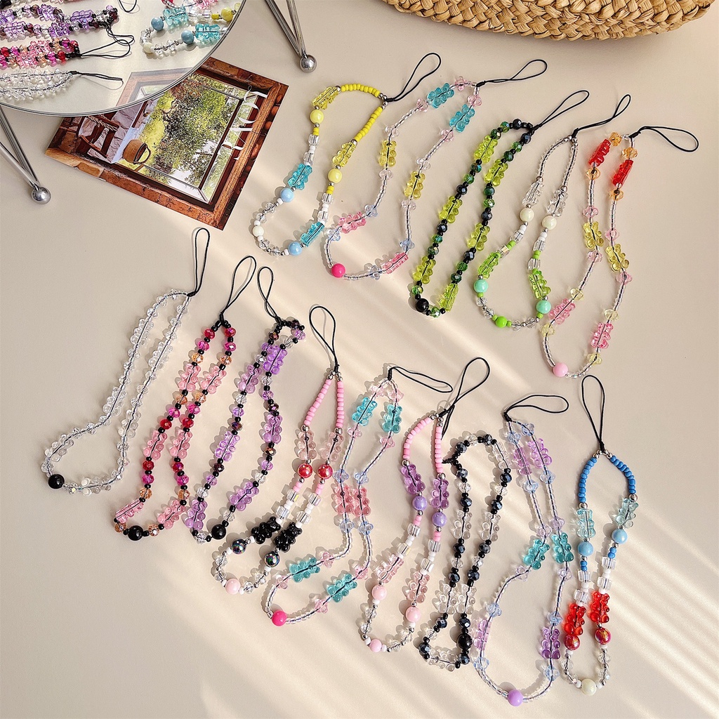 Bộ Phụ Kiện Trang Trí Điện Thoại / Chìa Khóa / Dây Đeo Túi Xách Hình Chú Gấu Bằng acrylic Dễ Thương DIY