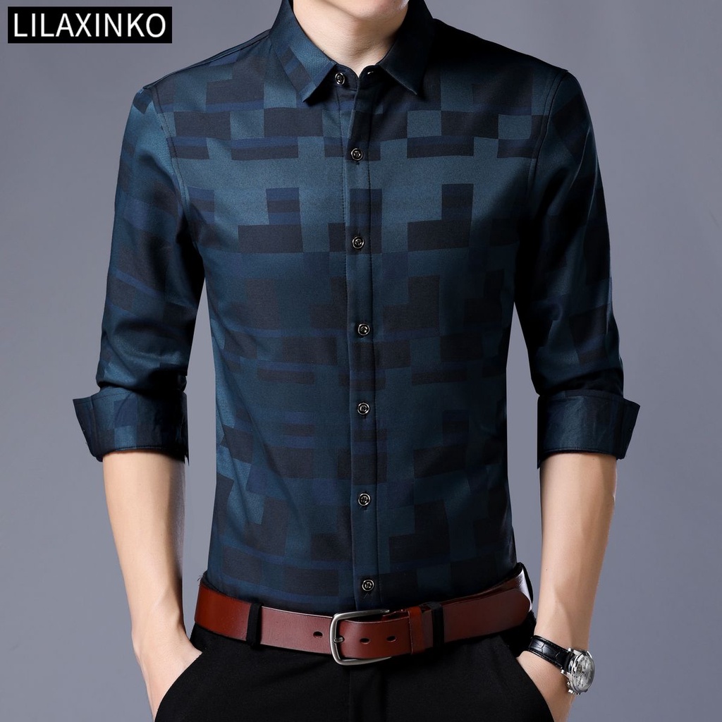 Áo Sơ Mi Tay Dài Họa Tiết Kẻ Sọc 2 Màu Thời Trang Chất Lượng Cao Cho Nam