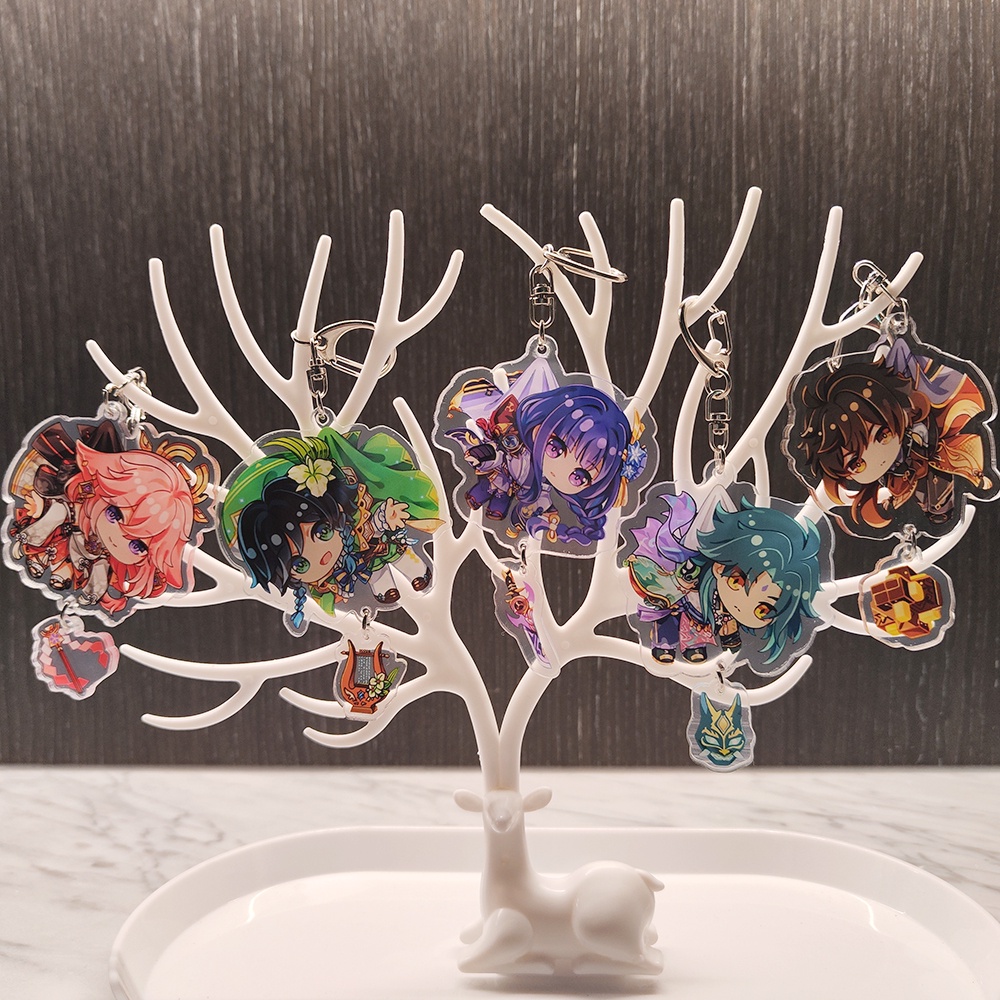 Móc Chìa Khóa In Hình Nhân Vật Anime Genshin Va Chạm keqing Venti Diluc Klee Hung Dễ Thương