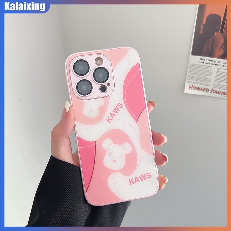 Ốp Điện Thoại Kính Cường Lực In Hình KAWS Đáng Yêu Cho iPhone 14 Pro Max 14 Plus 13 12 Promax