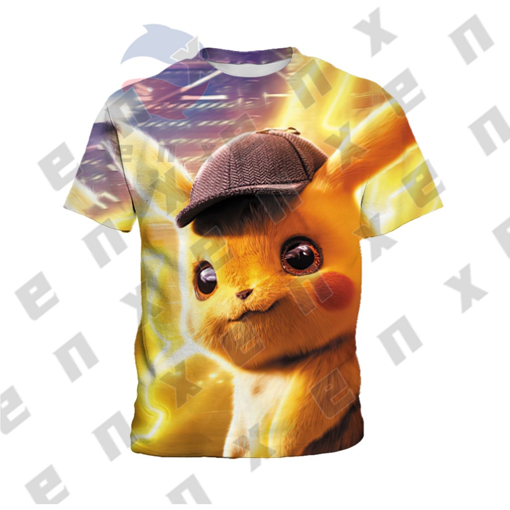 Áo Thun Cộc Tay In Hình Pikachu Cho Bé 3-13 Tuổi
