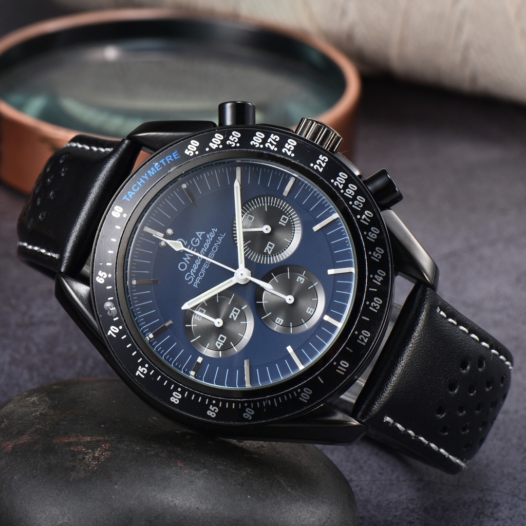 Omega Đồng Hồ quartz Ba Mắt Và Sáu Kim Đa Chức Năng Thoải Mái Cho Nam