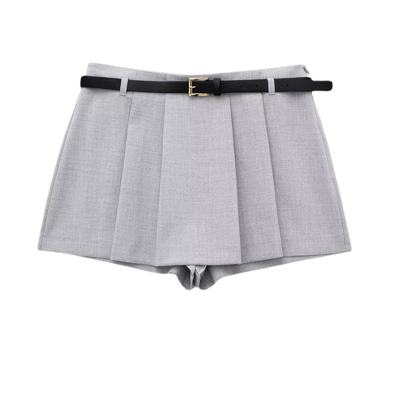 Quần Short Zara Lưng Cao Xếp Ly Màu Trơn Phong Cách Âu Mỹ Thời Trang Cho Nữ 23 9006 / 023