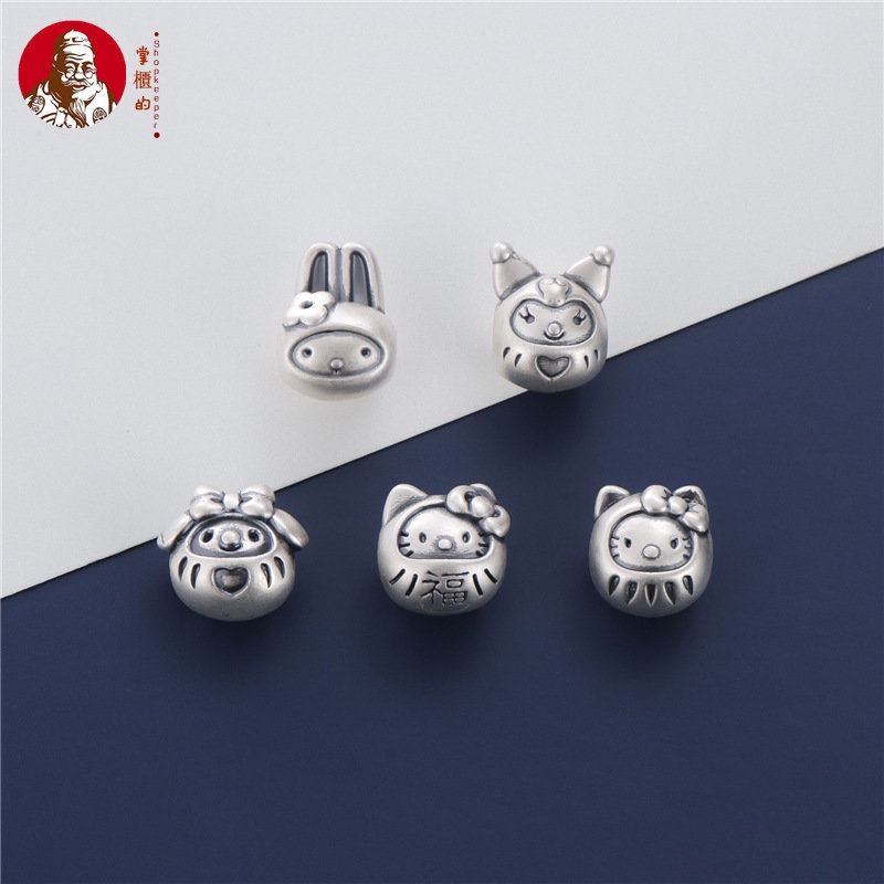 Hạt Xâu Chuỗi Cứng Bạc 999 Họa Tiết Hoạt Hình 3D Dùng Làm Trang Sức DIY
