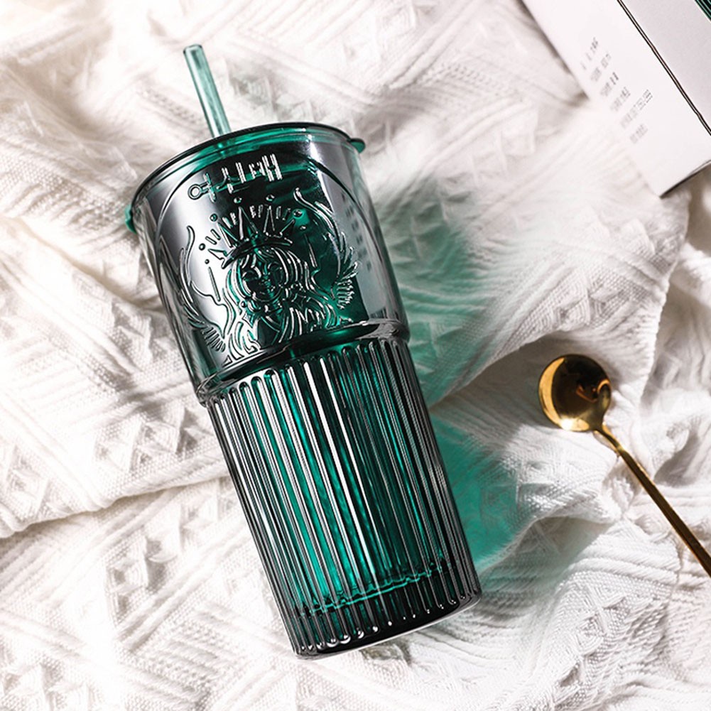STARBUCKS Bình Nước Thủy Tinh Dung Tích Lớn 550ml Có Ống Hút Tiện Dụng