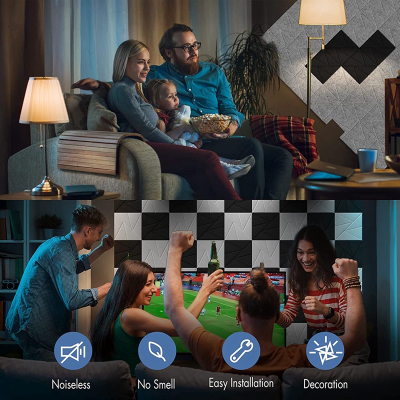 Bộ 16 Tấm Bảng Điều Khiển Âm Thanh Tự Dính 12X12X0.4in Chất Lượng Cao Cho Nhà Ở / Văn Phòng