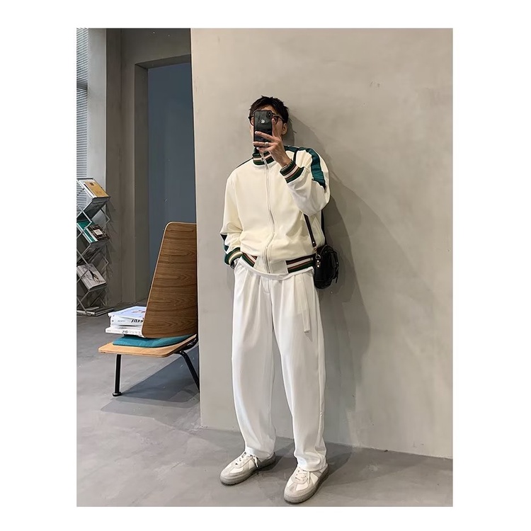 Áo Khoác Bóng Chày Cổ Đứng Dáng Rộng Phối Màu Tương Phản Thời Trang Cao Cấp Cho Nam