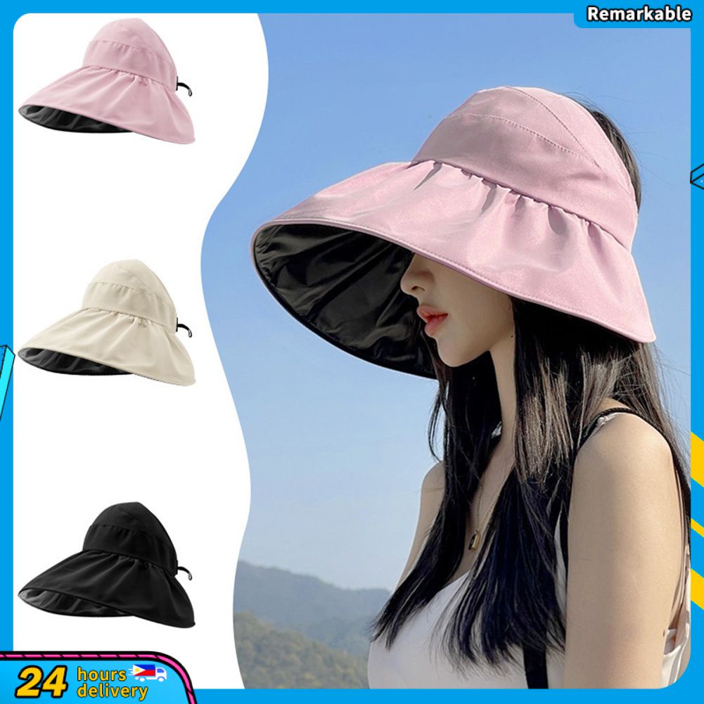 Nón Chống Nắng UPF50 + Cao Su Đen Rộng Vành Hở Chóp Thoáng Khí Chống Tia Cực Tím Mùa Hè Cho Nữ
