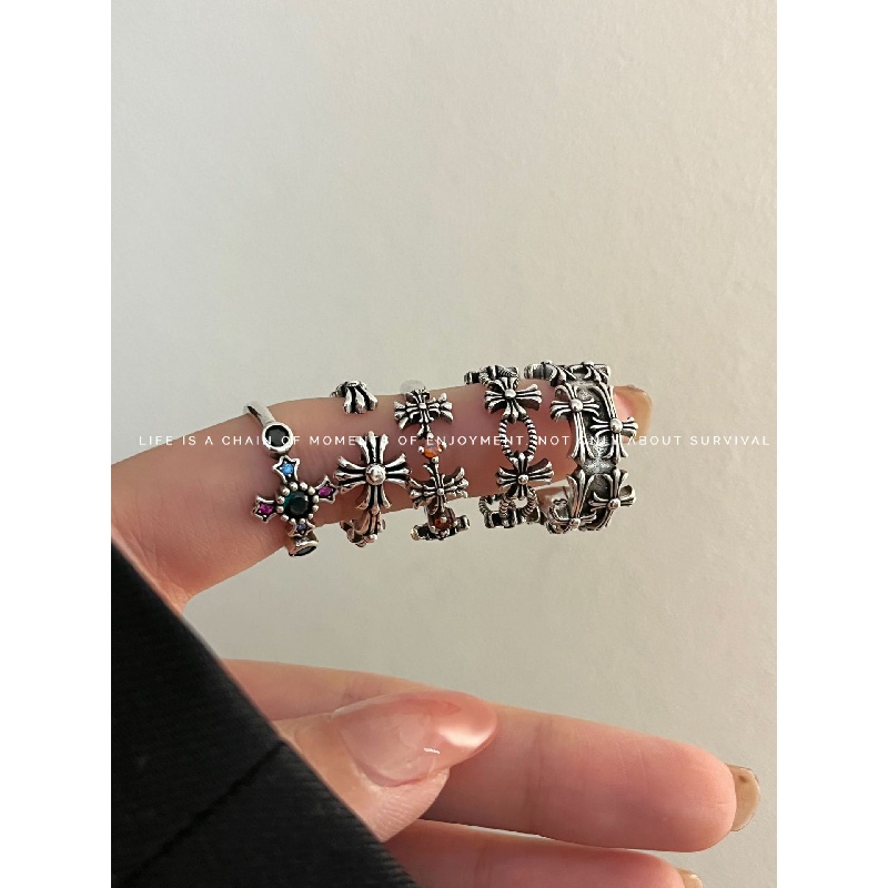 Bộ Nhẫn Thép Titan Hình Thánh Giá Thời Trang Cổ Điển