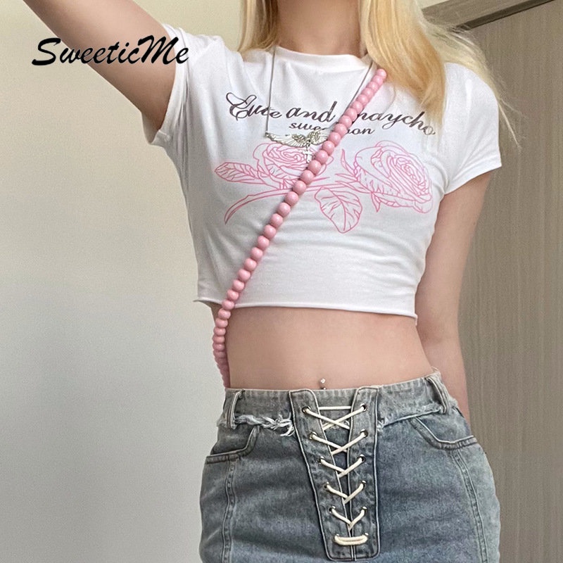 Áo Thun Tay Ngắn Dáng Ôm In Họa Tiết Thời Trang Mùa Hè 2023 Cho Nữ