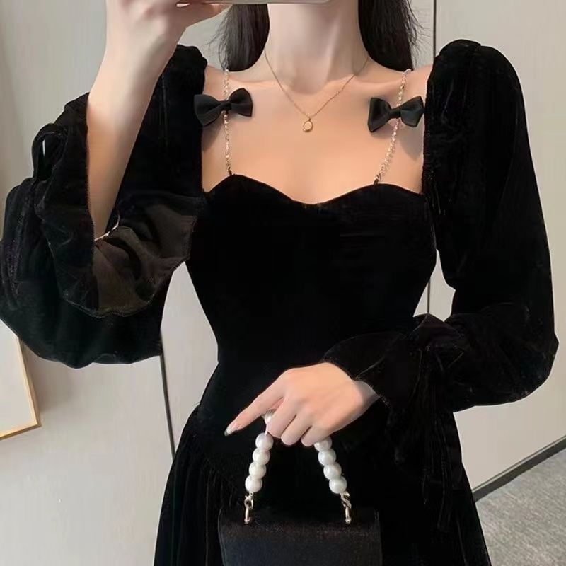Đầm Nhung Công Chúa Cỡ Lớn Phong Cách Hepburn Cổ Điển Kiểu Mới Cho Nữ