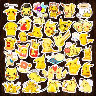 Sticker picachu 30 cái ép lụa khác nhau có đề can bóc dán