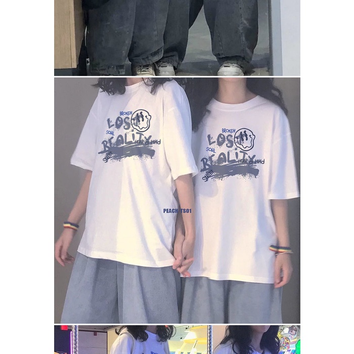 Áo Thun Dáng Rộng Cổ Tròn In Chữ Kiểu Hàn Quốc Thời Trang Mùa Hè Cho Nữ