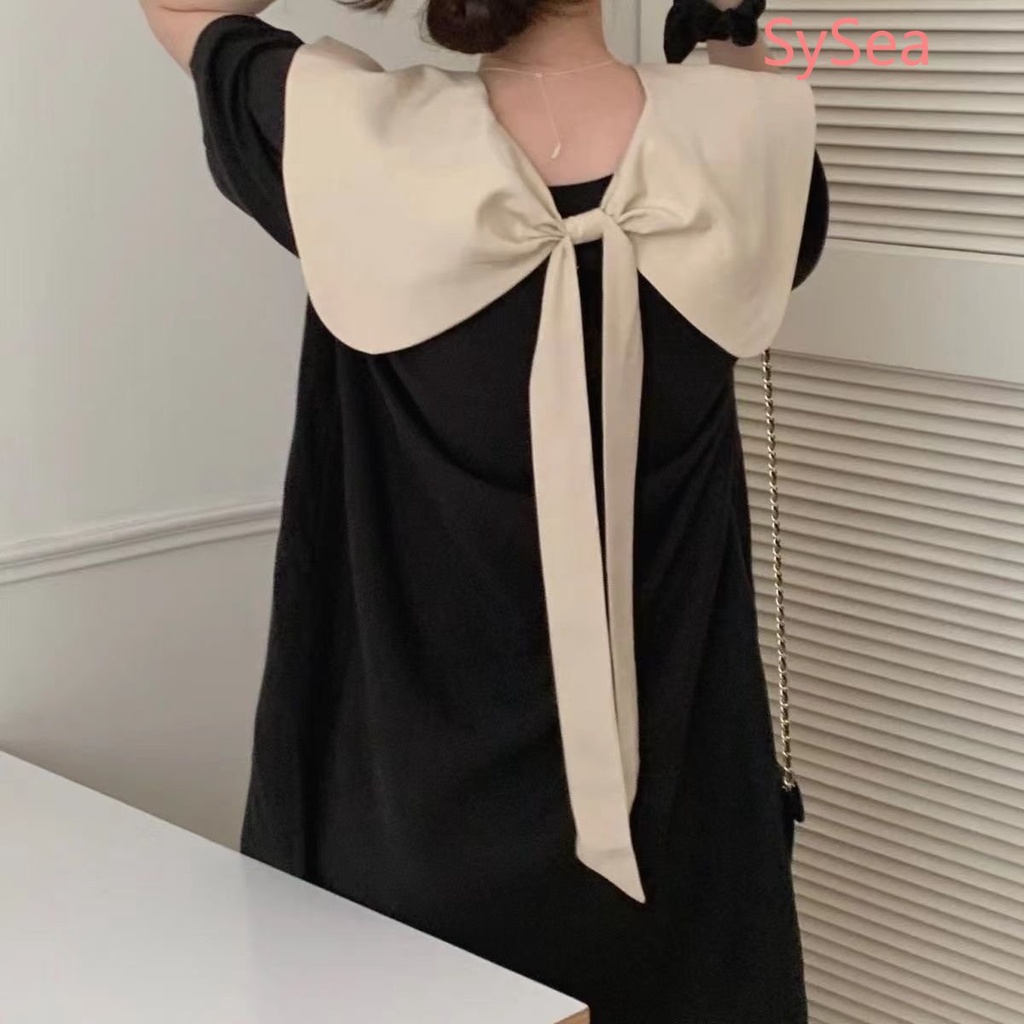 Plus Đầm Cổ Búp Bê Thắt Nơ Xinh Xắn Thời Trang Kiểu Pháp Cho Nữ