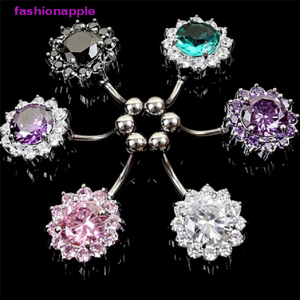 Khuyên Rốn Bằng Thép Không Gỉ Đính Đá Nhân Tạo Thời Trang