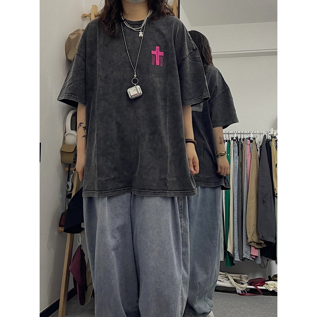 NRVP Áo Thun 100% Cotton Tay Ngắn Dáng Suông In Họa Tiết Hoạt Hình Phong Cách Hàn Quốc Cho Nữ