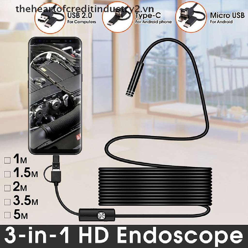 Camera Nội Soi USB Loại C 3 Trong 1 5.5 / 7 / 8mm HD IP68 Chất Lượng Cao