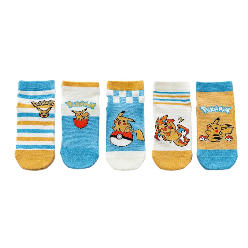 Set 5 Đôi Vớ Cotton Mềm Mại In Họa Tiết Hoạt Hình Pokemon Đáng Yêu Dành Cho Các Bé
