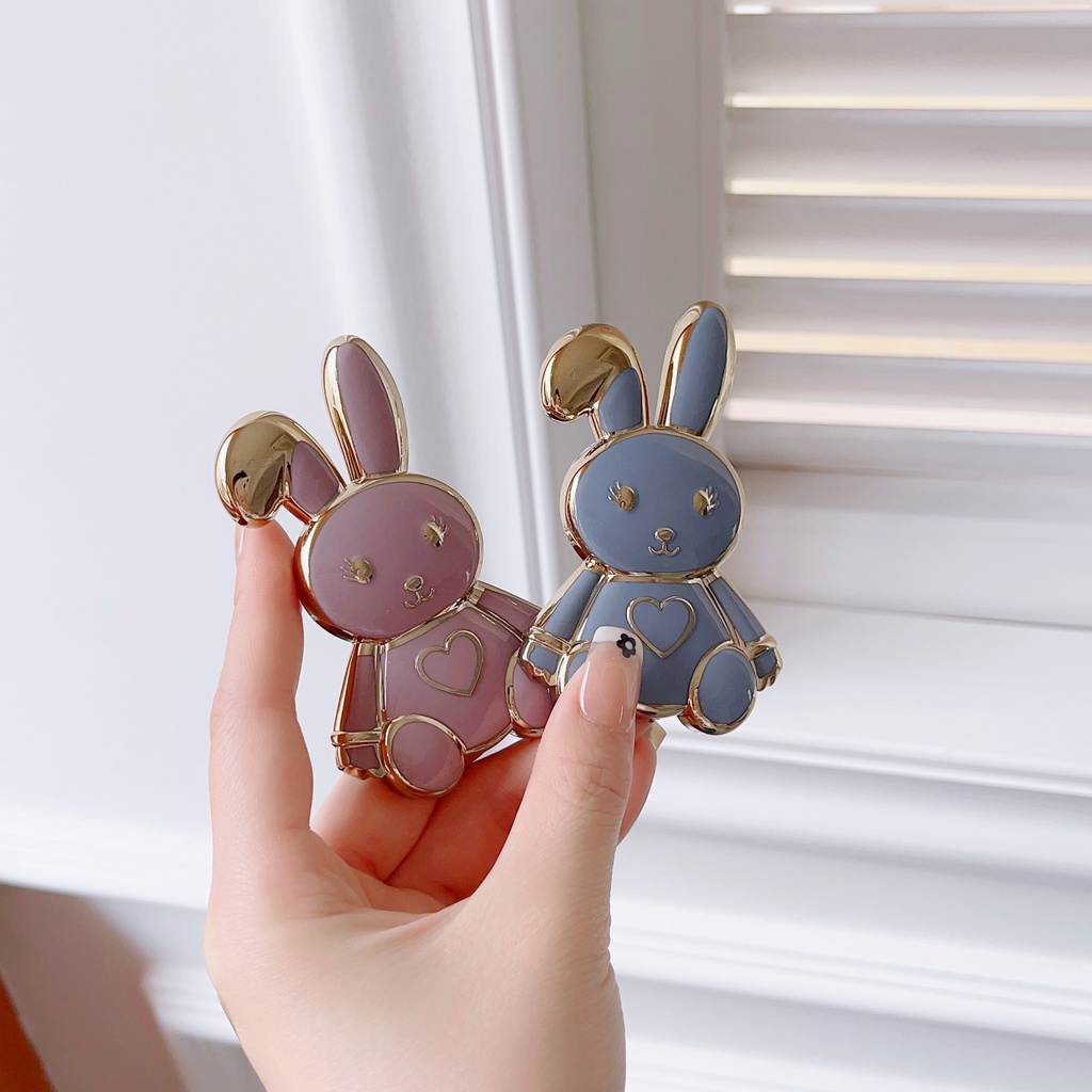 Nhẫn Đỡ Điện Thoại Bằng Kim Loại Mạ Điện Hình Thỏ Hoạt Hình 3D