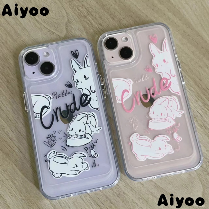 ✅Ốp Điện Thoại Trong Suốt In Hình Thỏ Và Sách Nhỏ Dễ Thương Cho iPhone 14 13Pro 12 / 11 6XYL