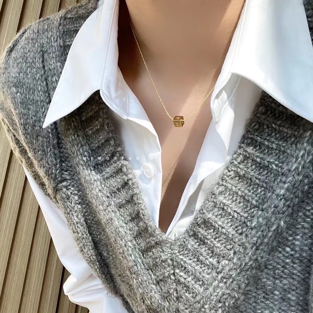 Vòng cổ Thép Titan Hai Lớp Mặt Chữ Thanh Lịch Cho Nam Nữ