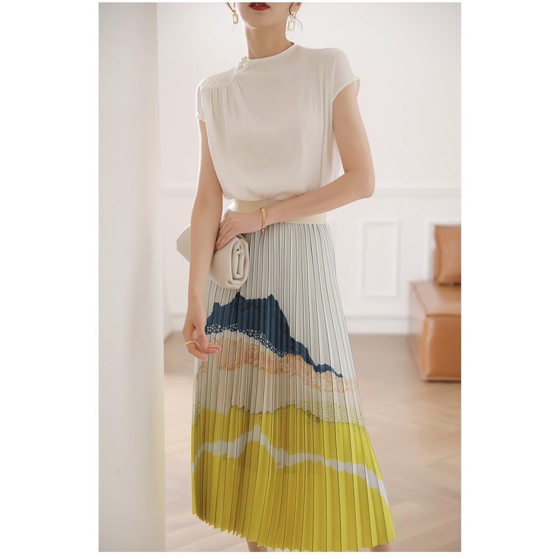 Áo Sơ Mi Trễ Vai Xếp Ly Thoáng Khí Phong Cách Mới