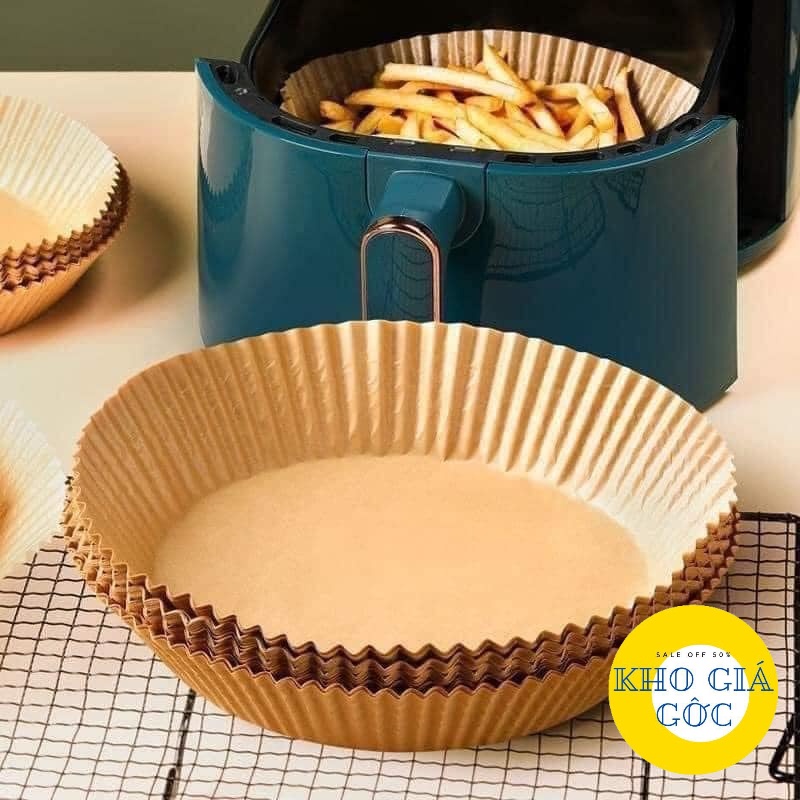 Set 50 Miếng Giấy Lót Nồi Chiên Hình TRÒN Khuôn Bánh - Giảm Thiểu Tối Đa Dầu Mỡ Bám Vào Nồi Chiên