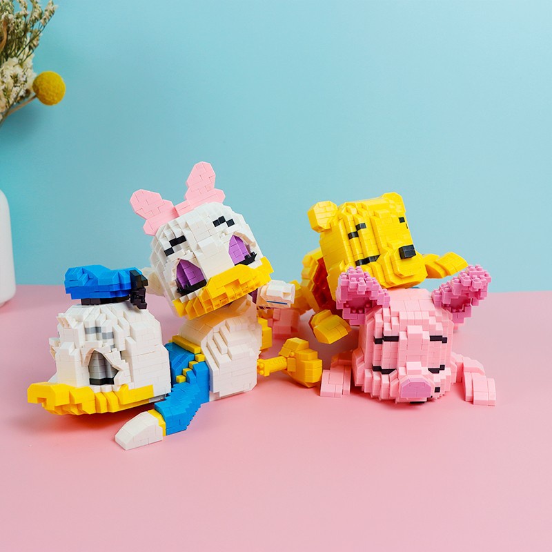 Khối Mini HC Magic Disney Hoạt Hình Xây Dựng Gạch Bé Stitch Mickey Đấu Giá Hình Hoa Cúc Đồ Chơi Cho Trẻ Em Hiện Tại Anime StellaLou Trẻ Em Bé Gái 3011-3026