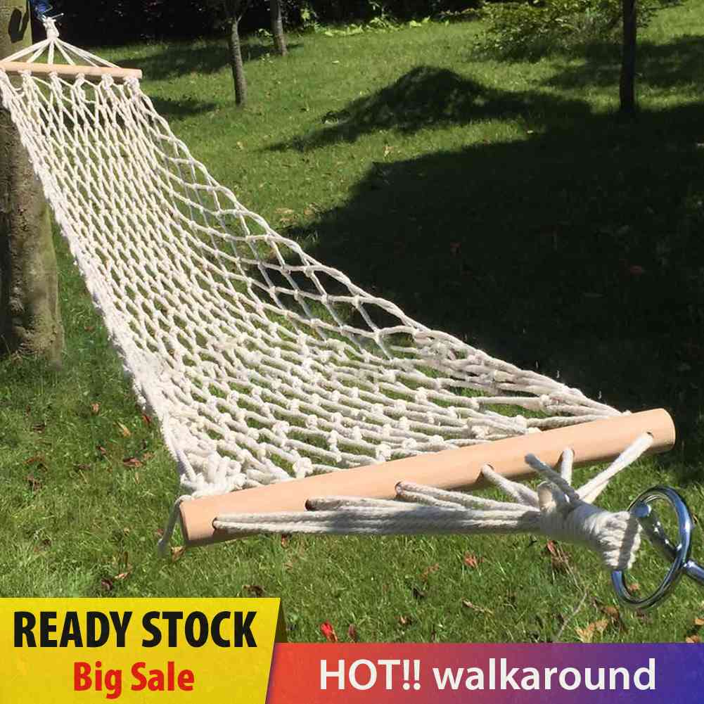 Cotton Rope Hammock Portable Garden Mesh Netted Swing Hanging Sleeping Bed